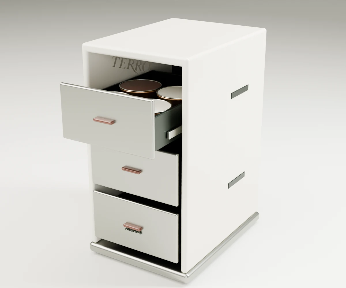 TERRO ARCHIVE removable module in satin metal